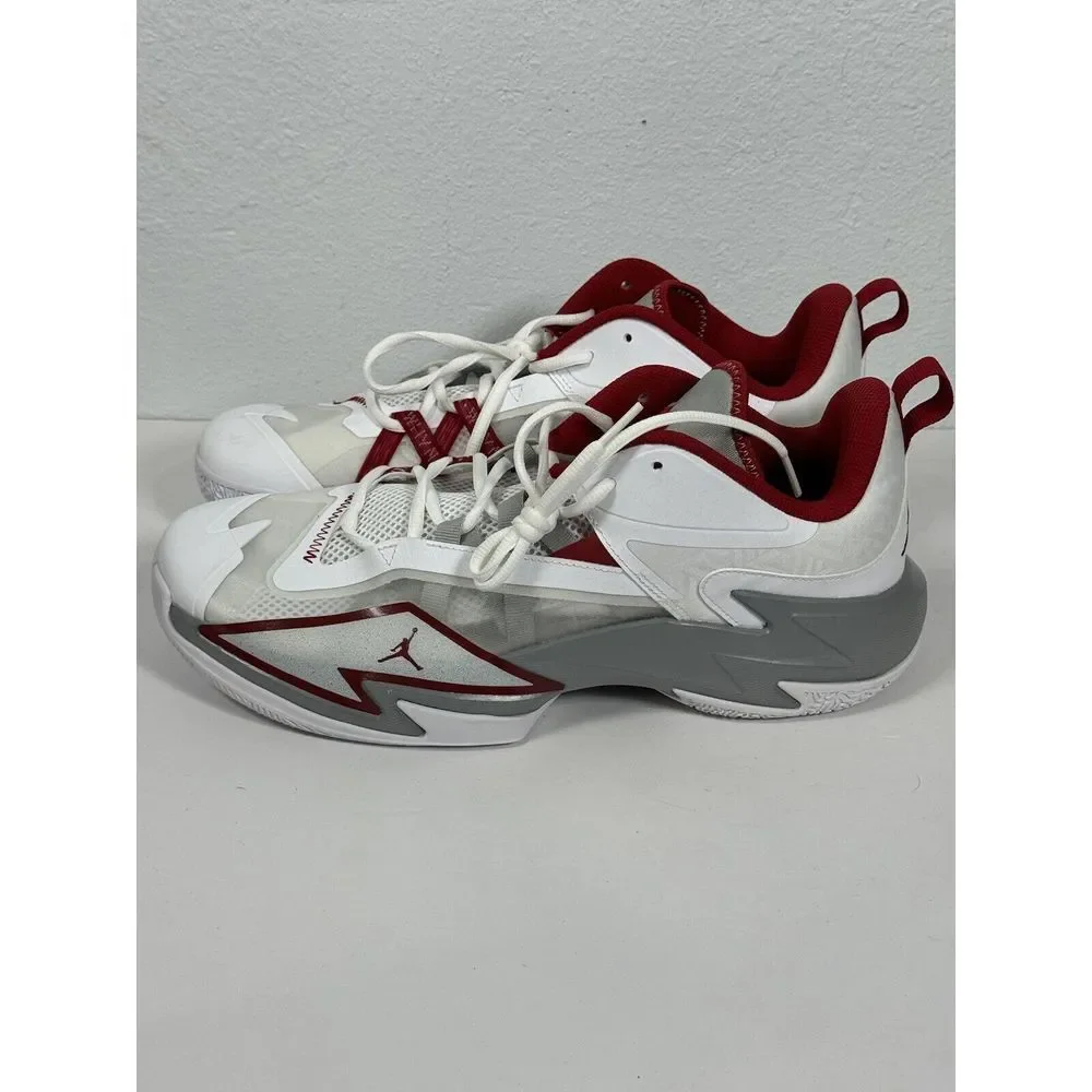 AIR JORDAN MEN SHOES, ONE TAKE 3, COLOR WHITE/GYM RED-LT SMOKE GREY, SIZE 12‎